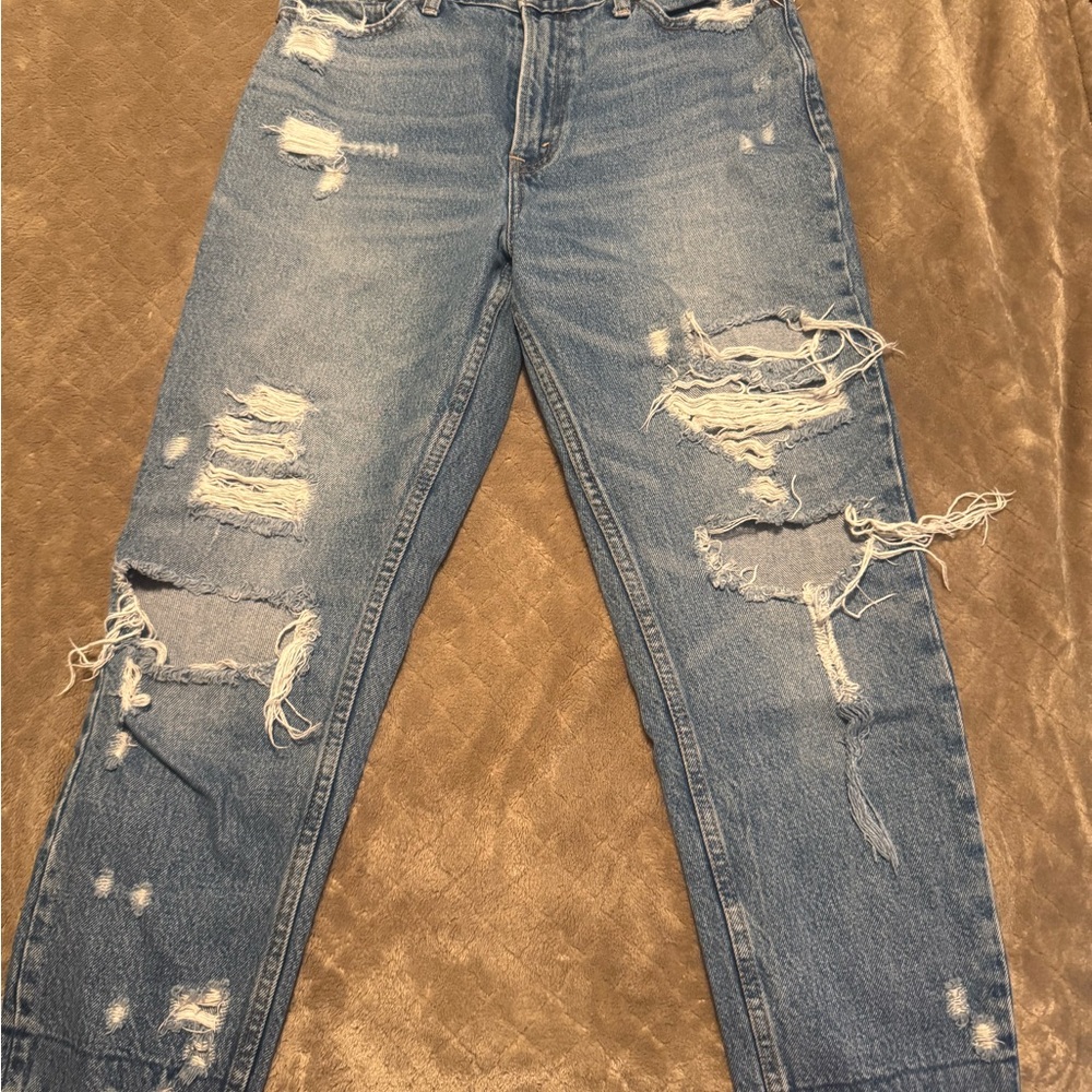 Abercrombie & Fitch Blue Distressed Ankle Jeans
